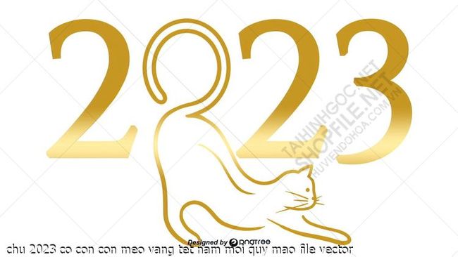 chu 2023 co con con meo vang tet nam moi quy mao file vector